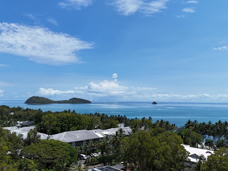 Looking north to double island from overhead Oasis Palm Cove Looking north to double island from overhead Oasis Palm Cove